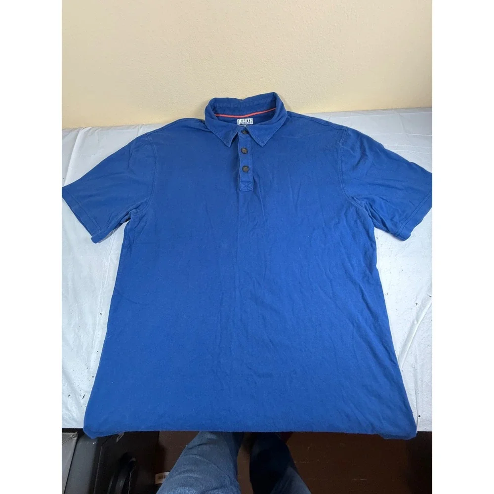 Duluth‎ Trading Co Mens Blue Spillfighter Longtail T Polo Shirt Medium Cotton